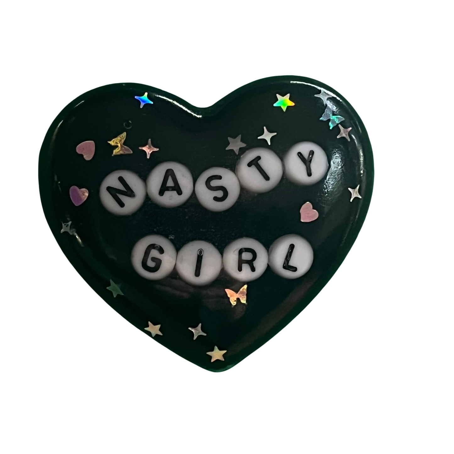 "Nasty Girl" Resin Heart Pin