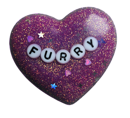 "Furry" Resin Heart Pin
