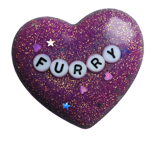 "Furry" Resin Heart Pin