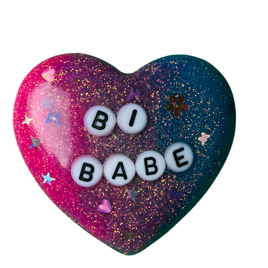 "Bi Babe" Resin Heart Pin