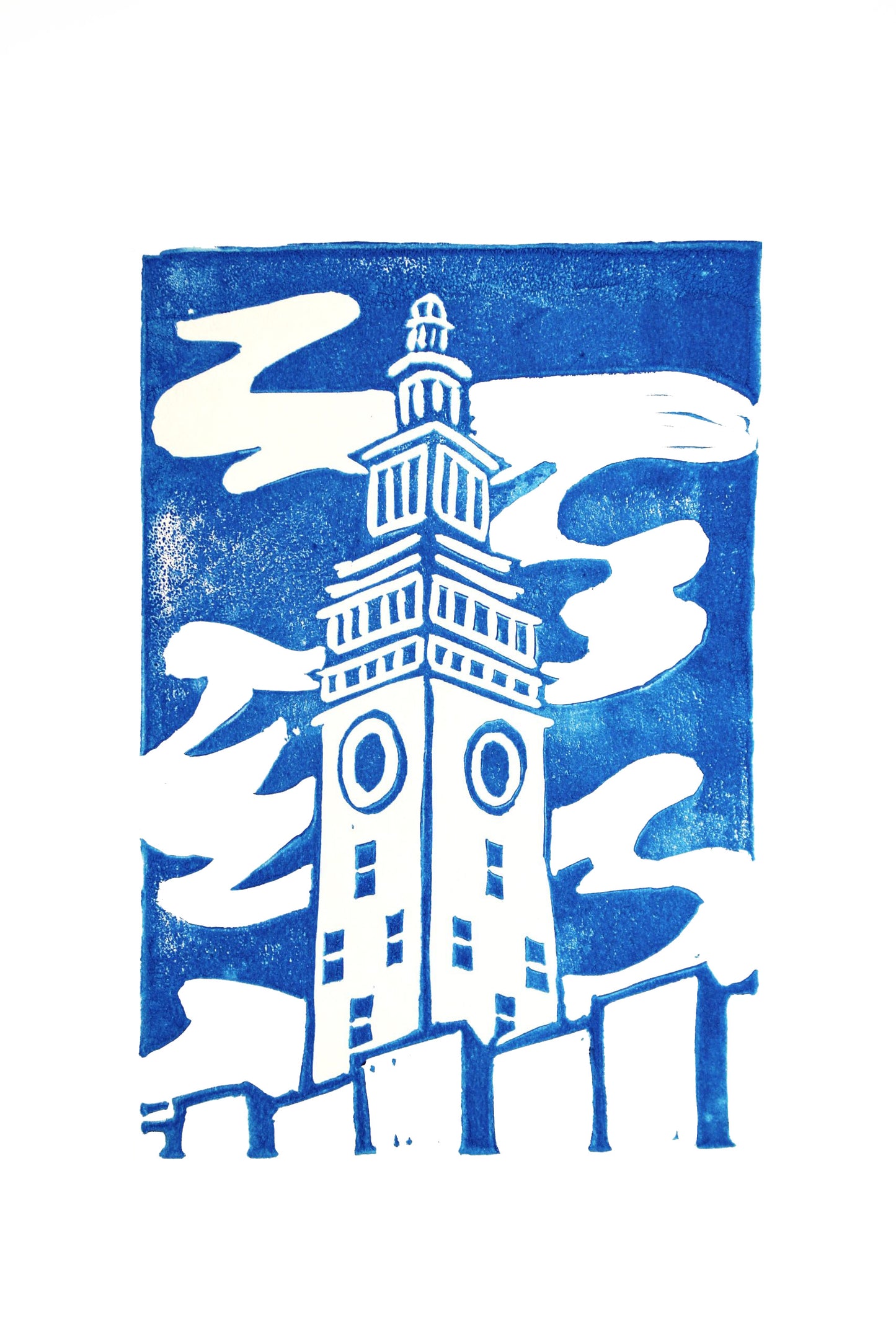 Ferry Building Lino Print
