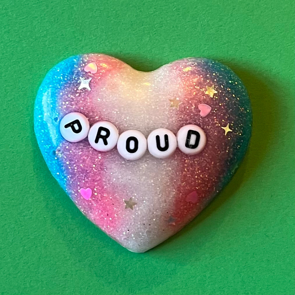 Proud Trans Flag Resin Heart Pin