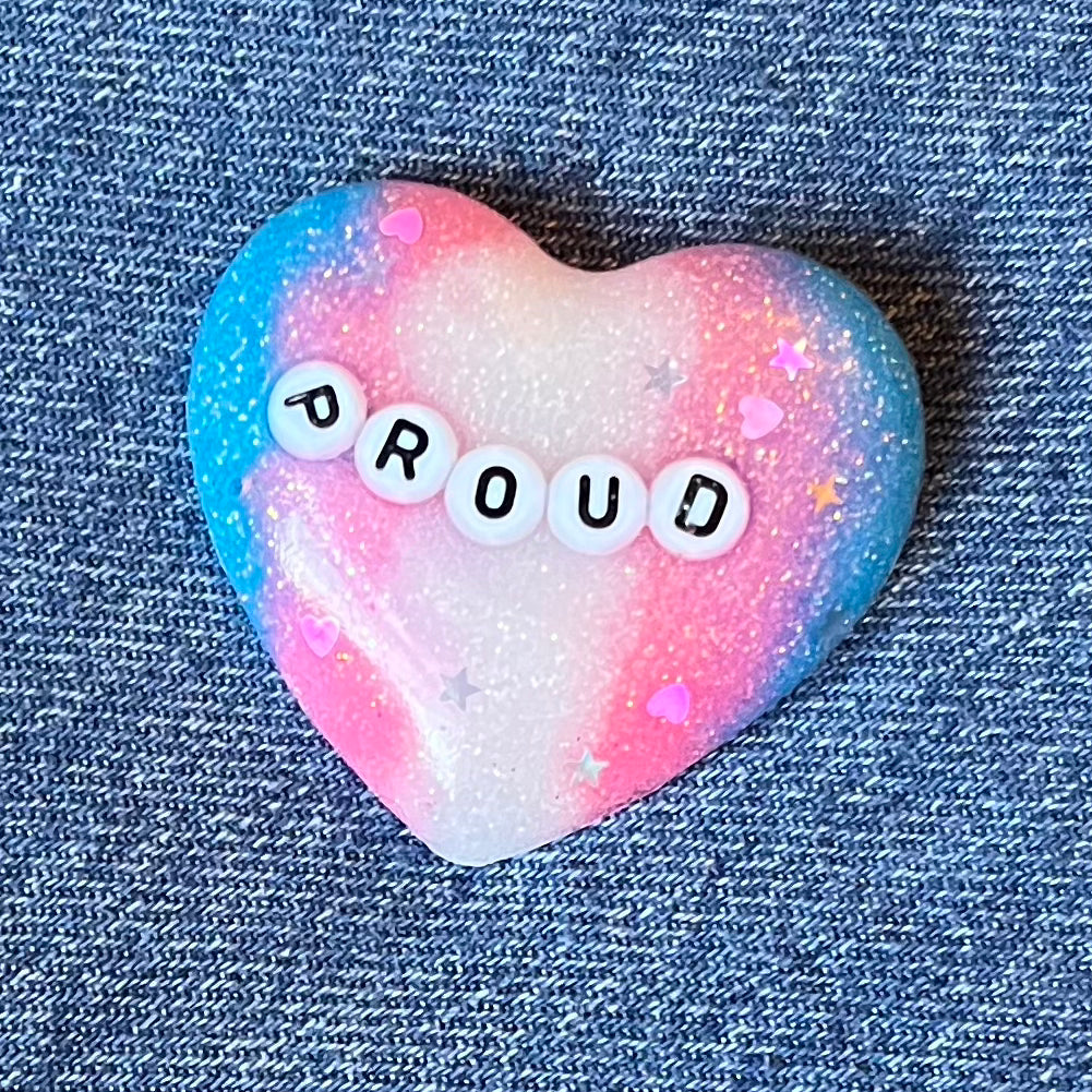 Proud Trans Flag Resin Heart Pin