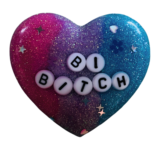 "Bi Bitch" Resin Heart Pin