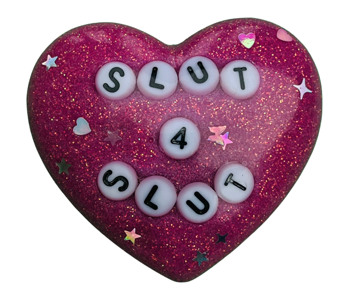 "Slut 4 Slut" Resin Heart Pin