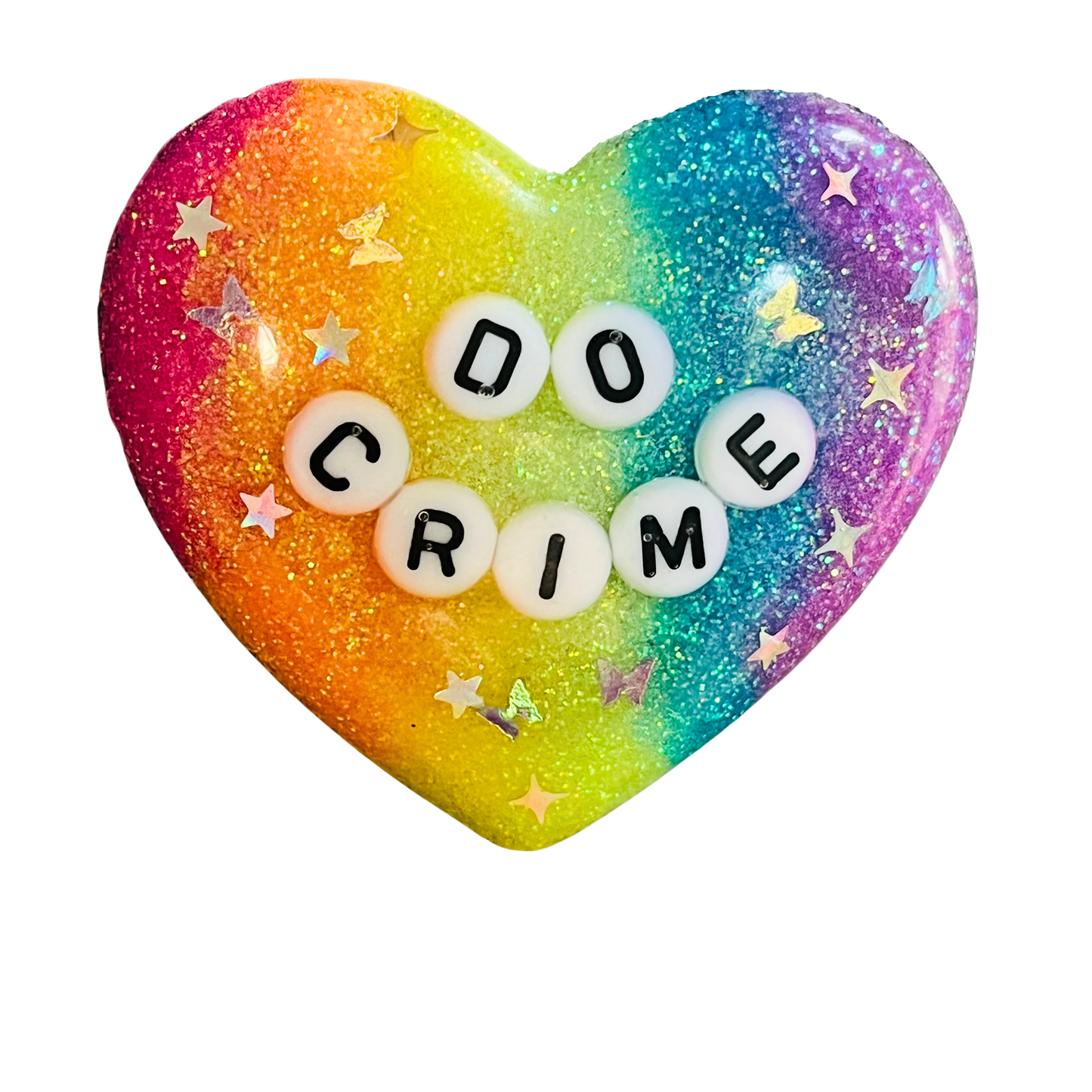 "Do Crime" Resin Heart Pin