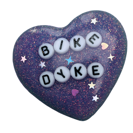 "Bike Dyke" Resin Heart Pin