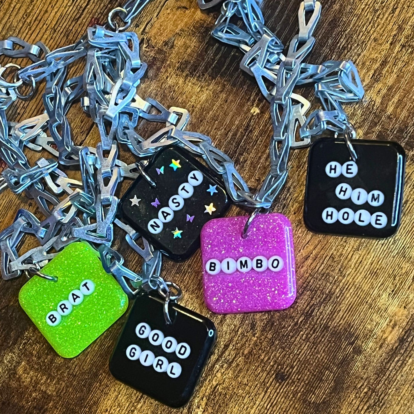 "Brat" Resin Chain Necklace