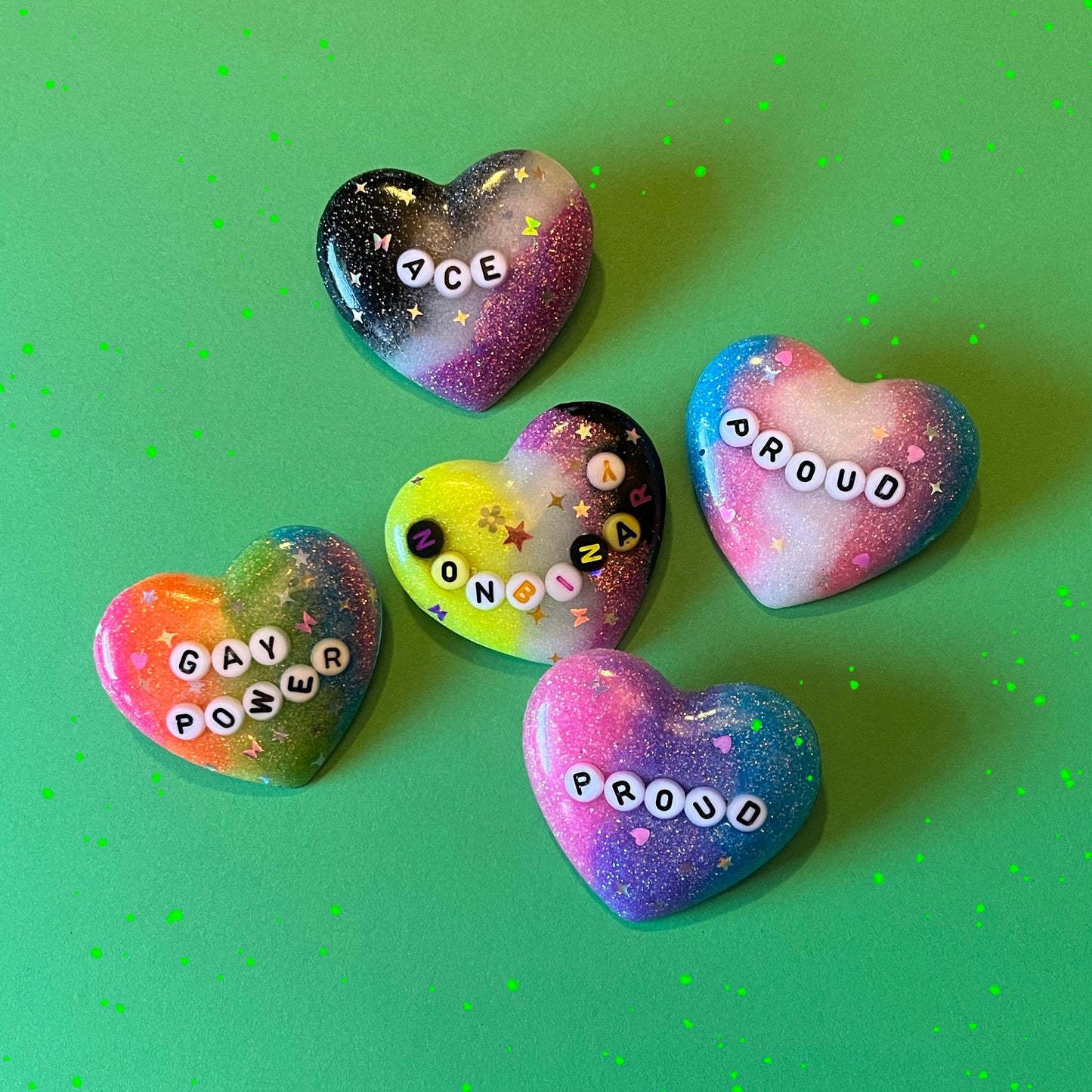 Proud Trans Flag Resin Heart Pin