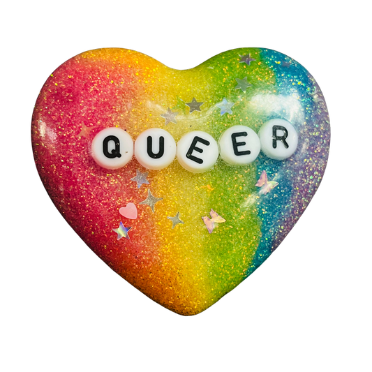 "Queer" Resin Heart Pin
