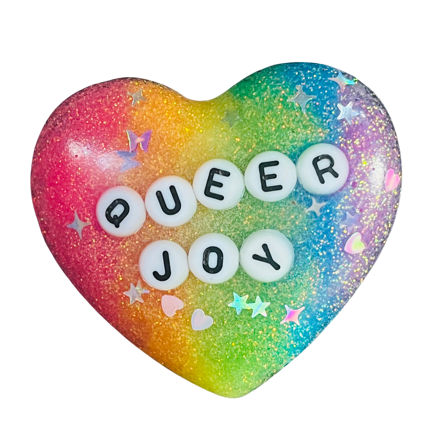 "Queer Joy" Resin Heart Pin