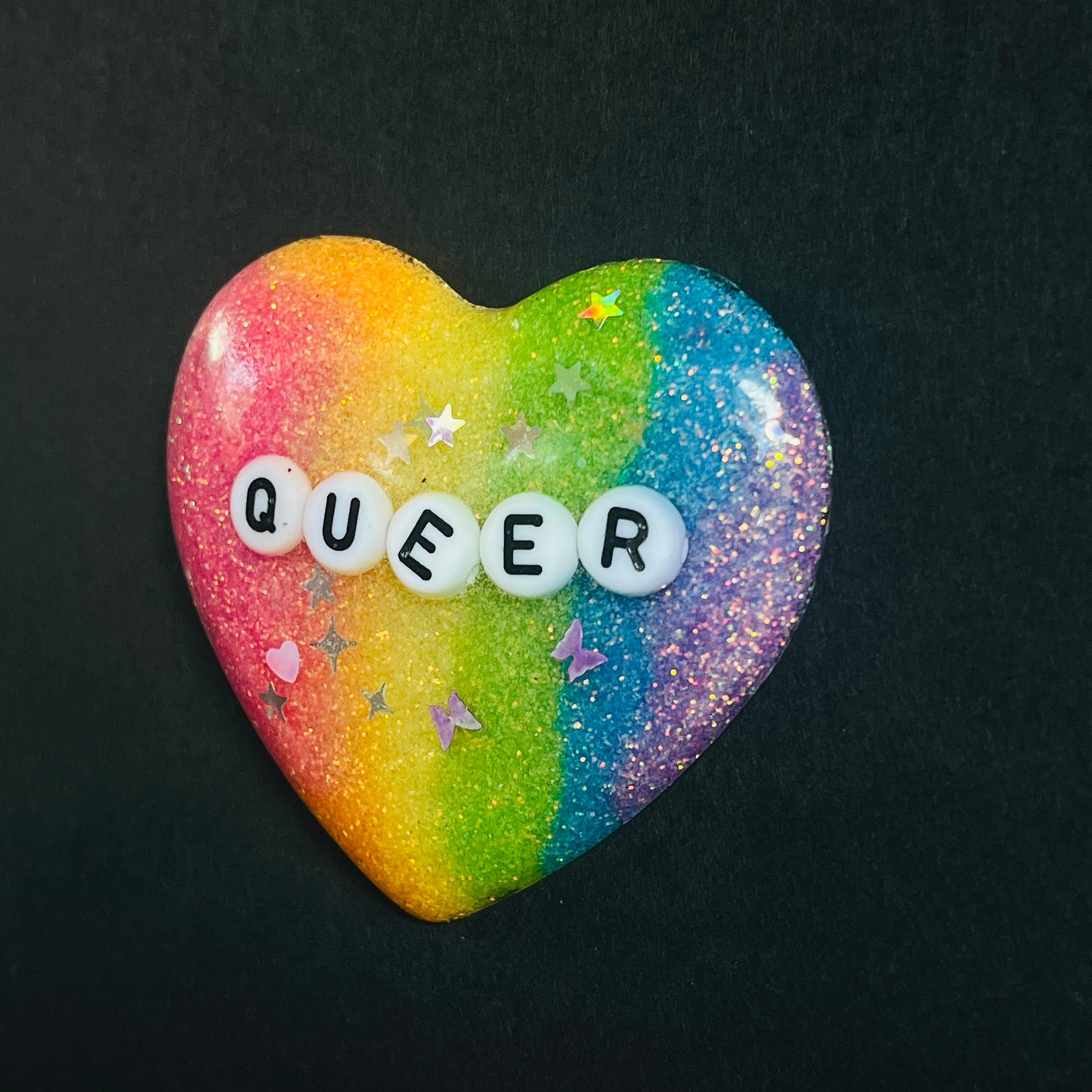 "Queer" Resin Heart Pin