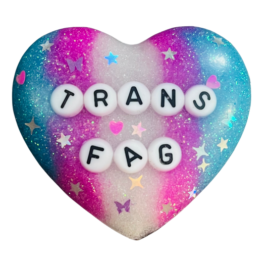 "Trans Fag" Resin Heart Pin