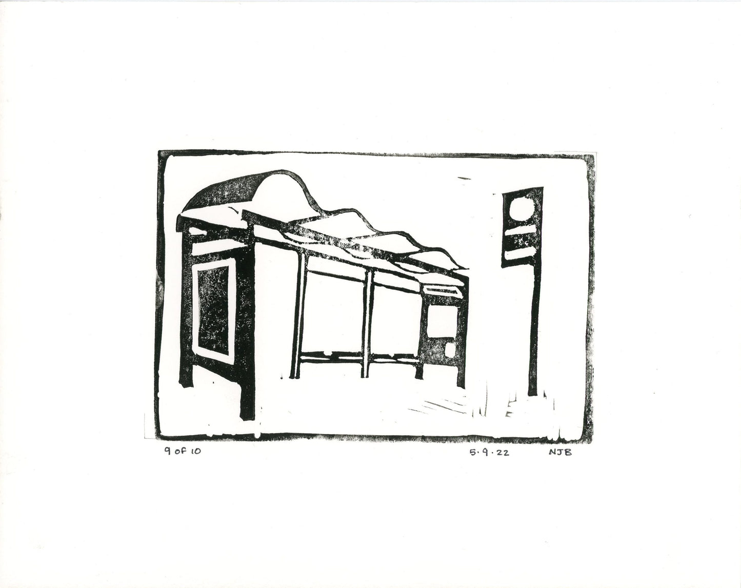MUNI Stop Lino Print