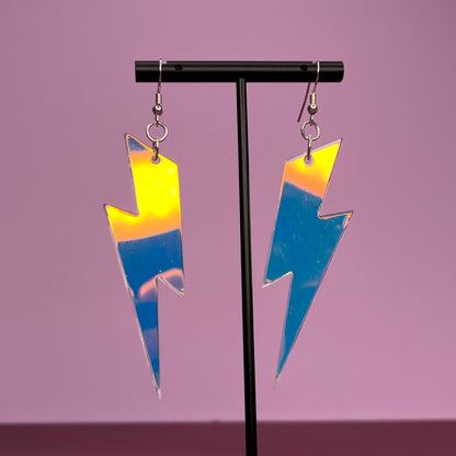 Iridescent Lightning Bolt Earrings