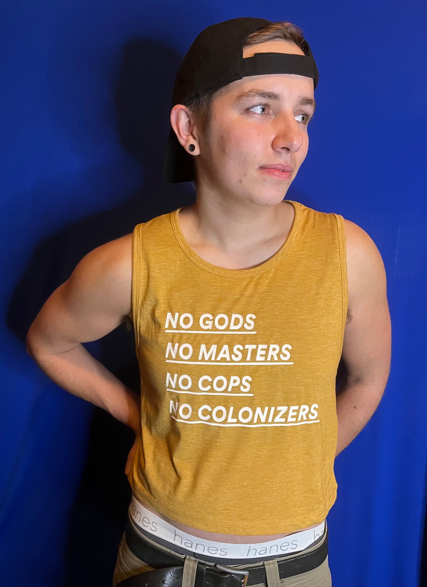 No Gods No Masters Yellow Crop Tank Top