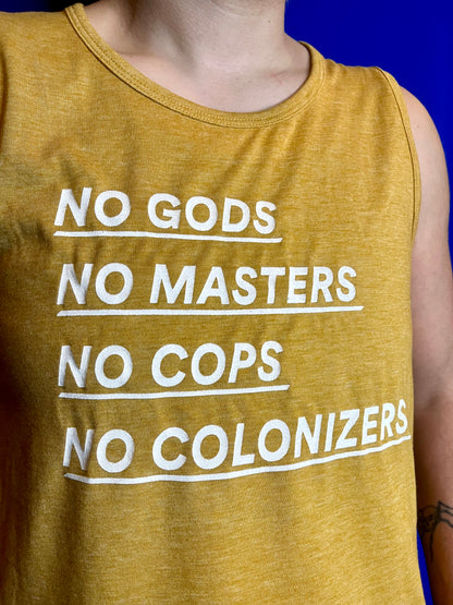 No Gods No Masters Yellow Crop Tank Top