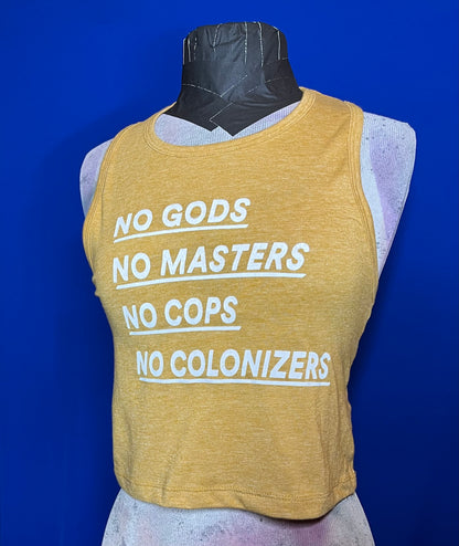 No Gods No Masters Yellow Crop Tank Top