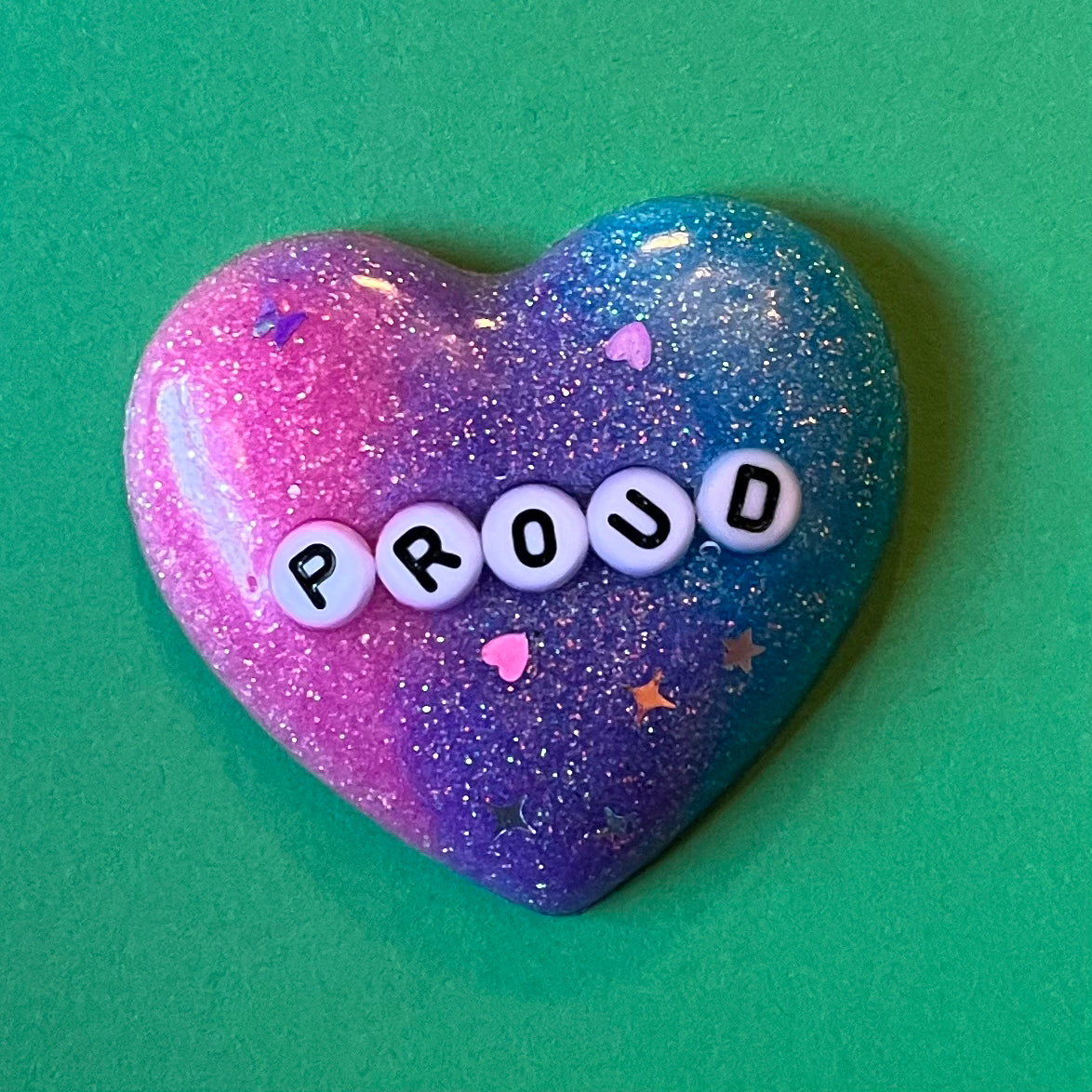 Proud Bi Flag Resin Heart Pin