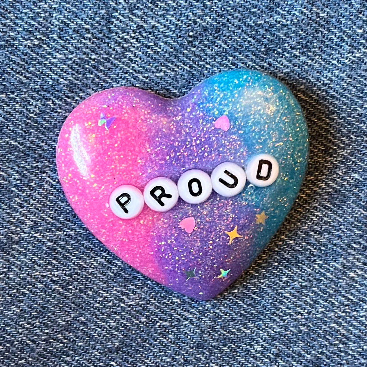 Proud Bi Flag Resin Heart Pin