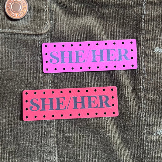 She/Her Pronoun Leatherette Patch