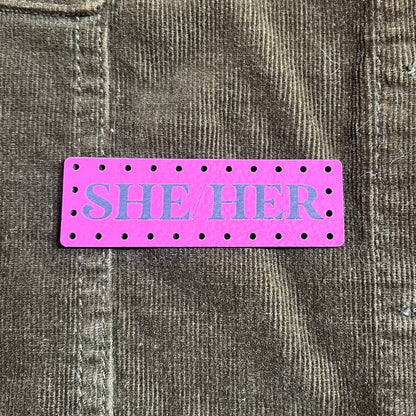 She/Her Pronoun Leatherette Patch