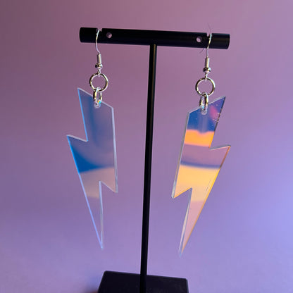 Iridescent Lightning Bolt Earrings