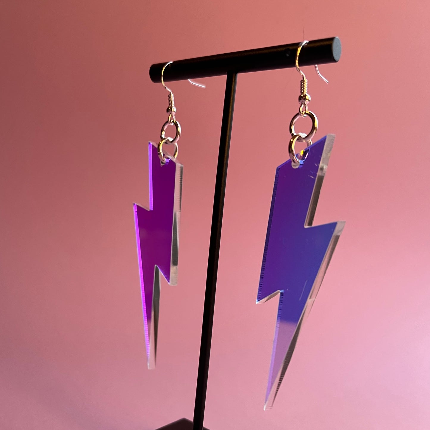 Iridescent Lightning Bolt Earrings