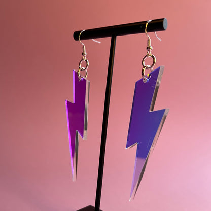 Iridescent Lightning Bolt Earrings