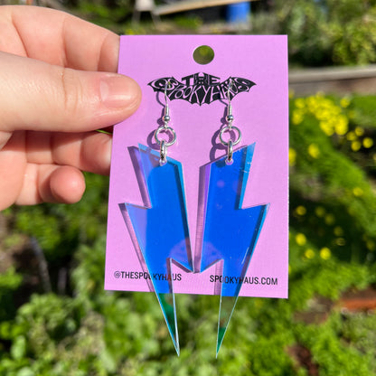 Iridescent Lightning Bolt Earrings