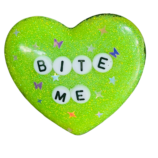 "Bite Me" Resin Heart Pin
