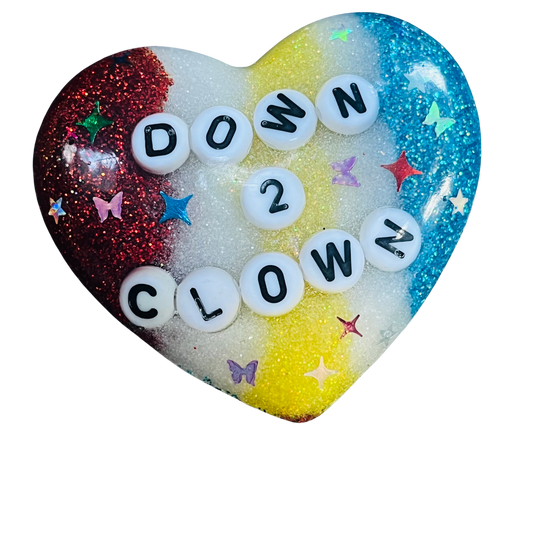 "Down 2 Clown" Resin Heart Pin