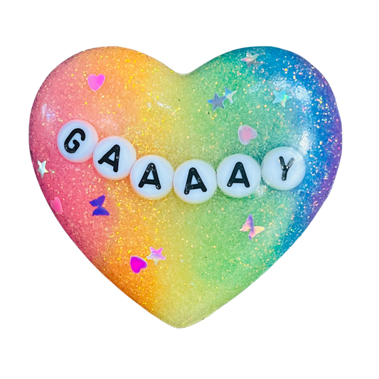 "GAAAAY" Resin Heart Pin